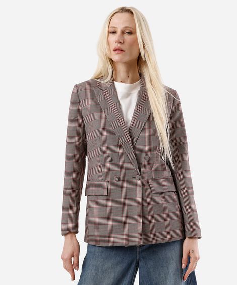 blazer de alfaiataria feminino xadrez vinho
