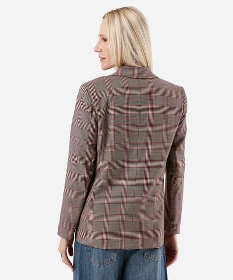blazer de alfaiataria feminino xadrez vinho