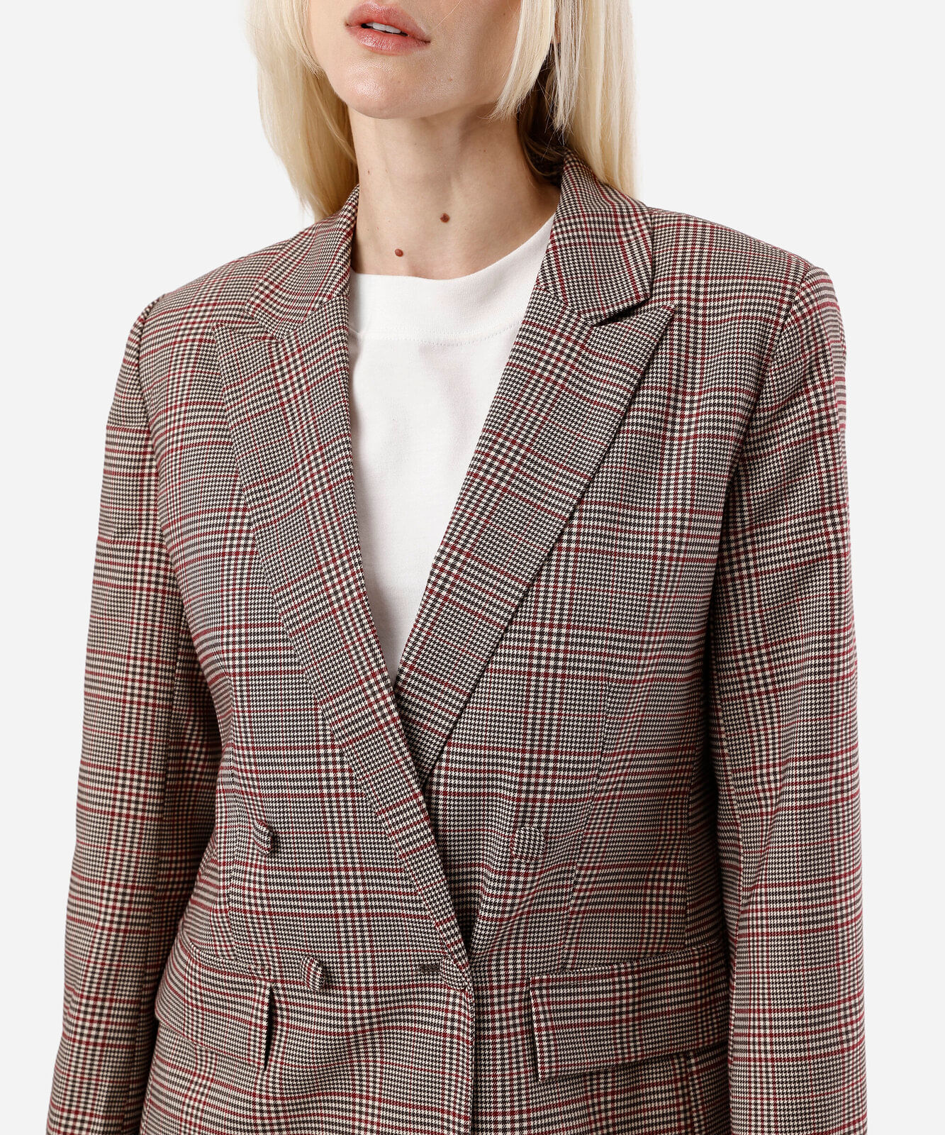 blazer de alfaiataria feminino xadrez vinho