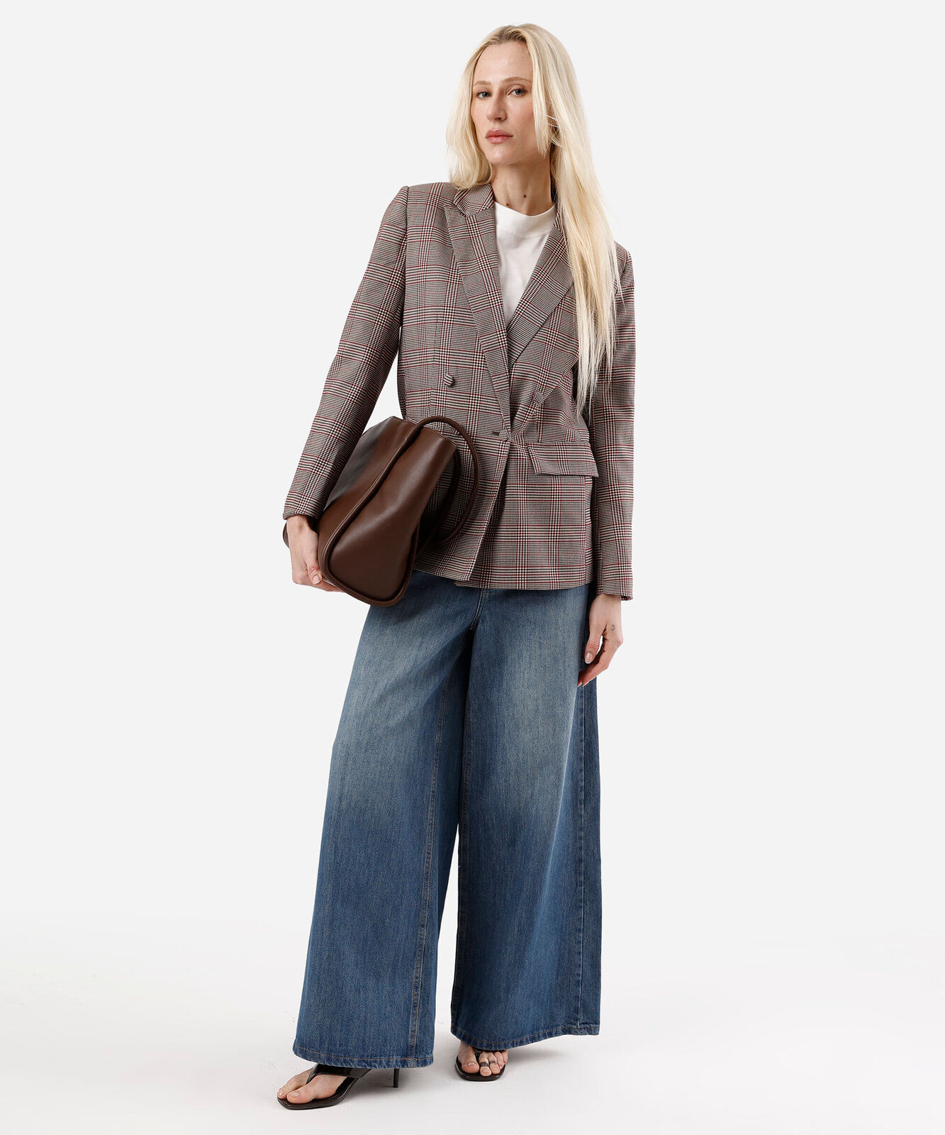 blazer de alfaiataria feminino xadrez vinho