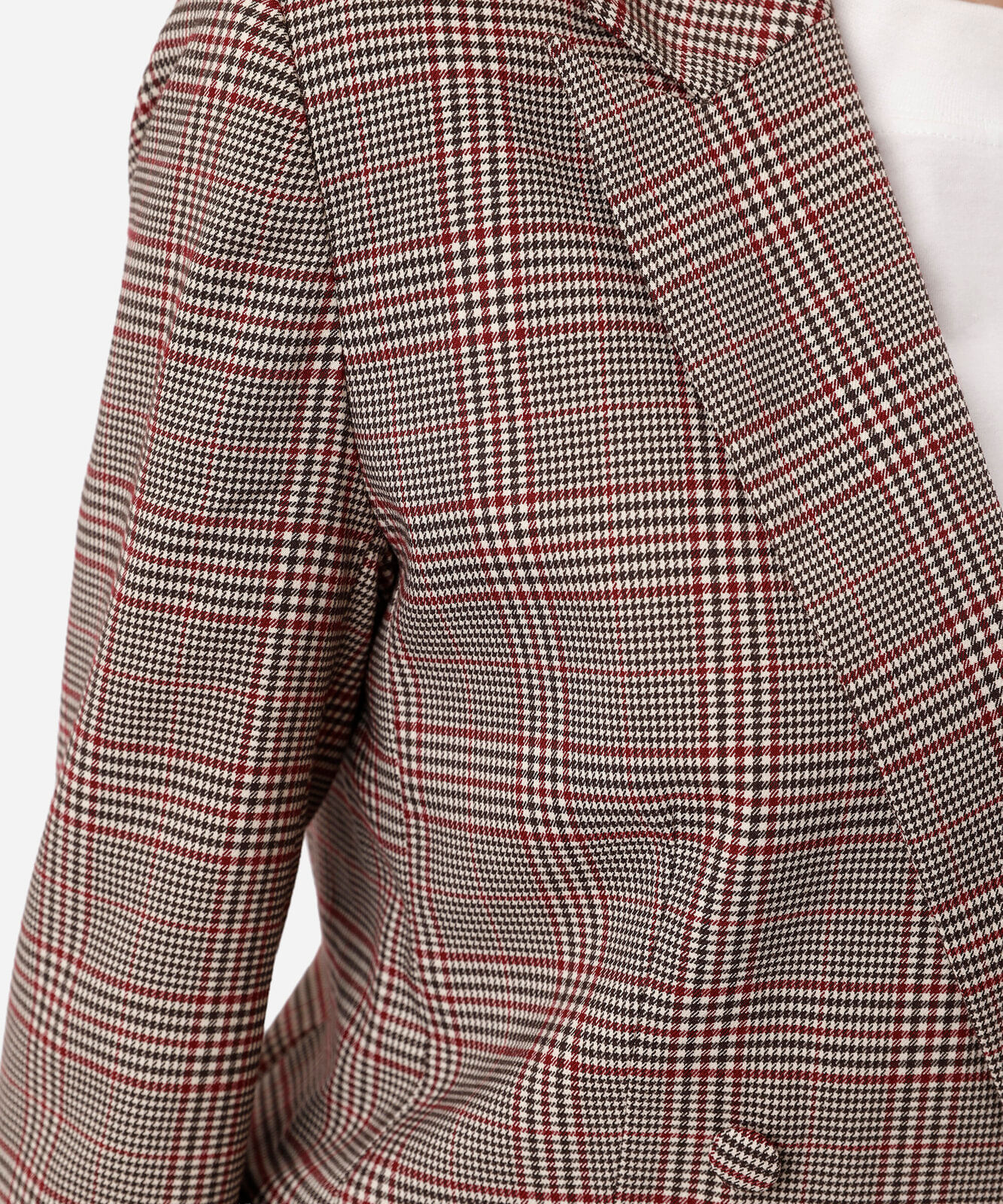 blazer de alfaiataria feminino xadrez vinho