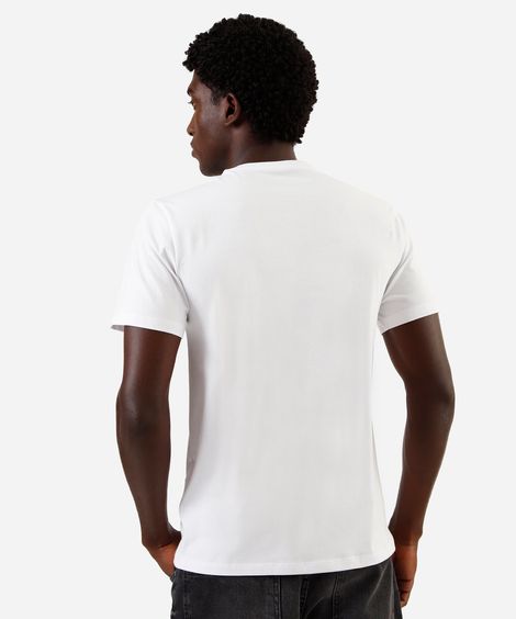 camiseta slim masculina de algodão branca