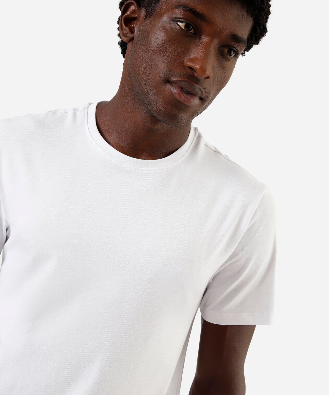 camiseta slim masculina de algodão branca
