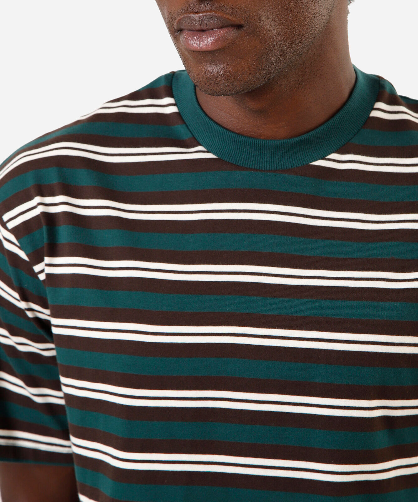 camiseta masculina de algodão listrada colorida