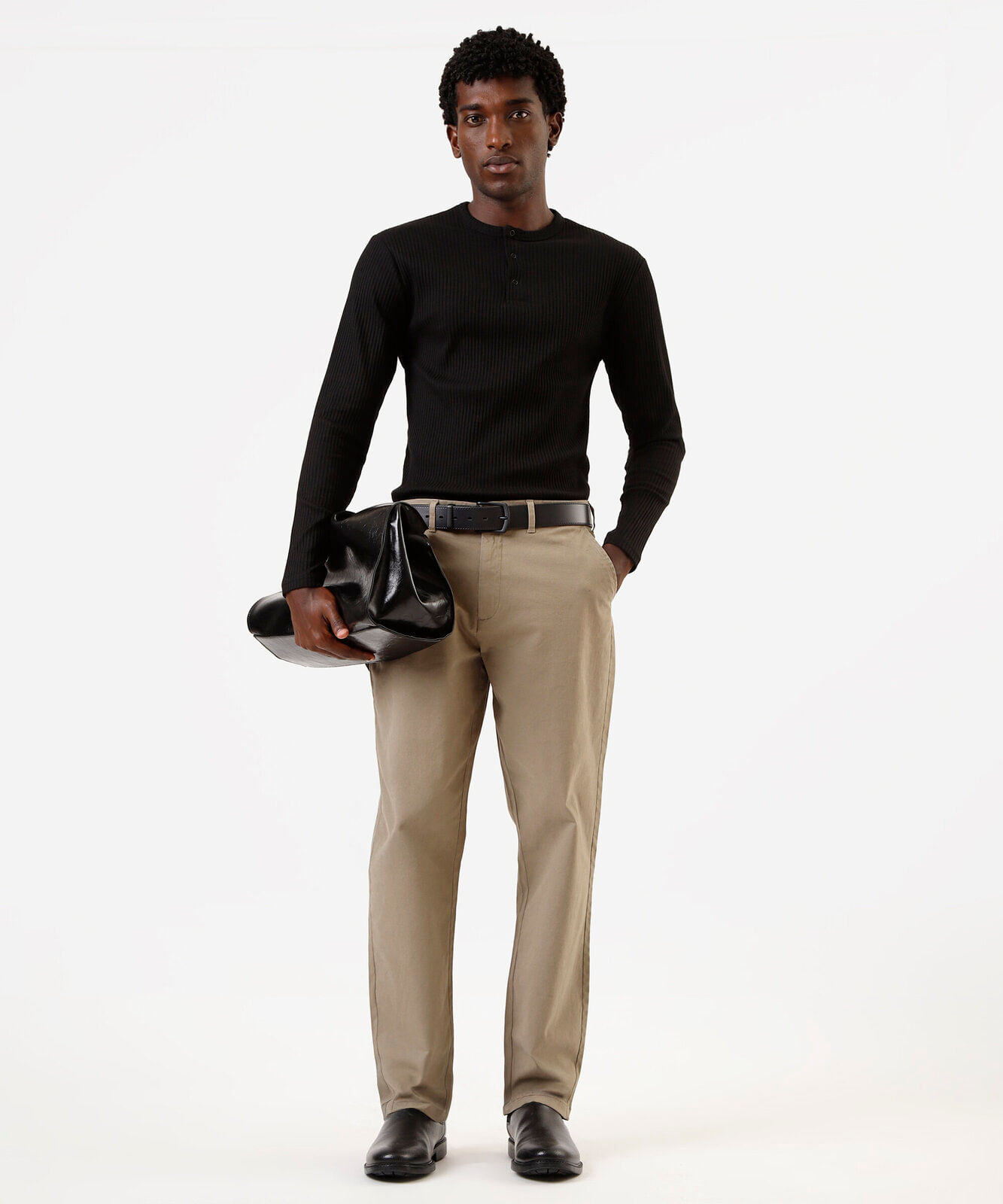 calça chino reta masculina de algodão verde