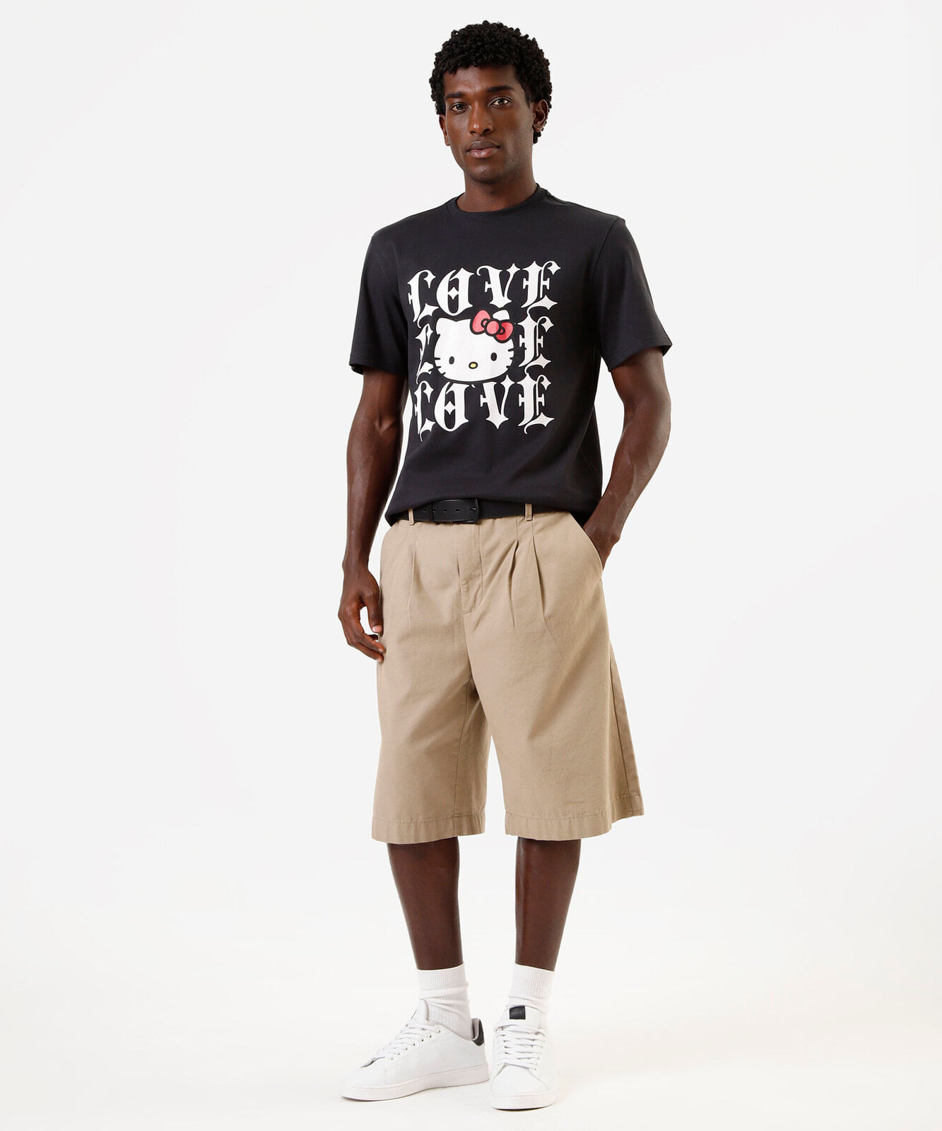 camiseta masculina hello kitty preta