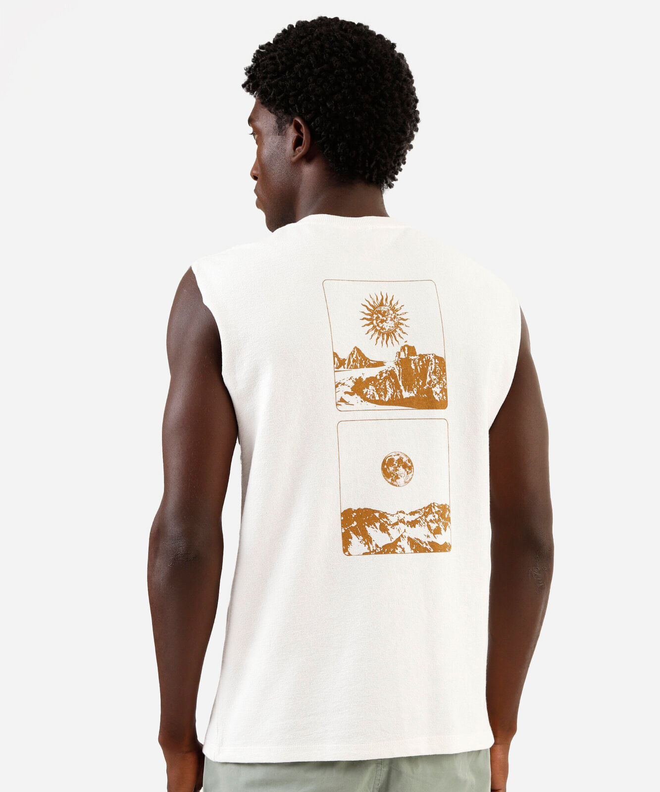 regata machão de algodão texturizada estampada off white