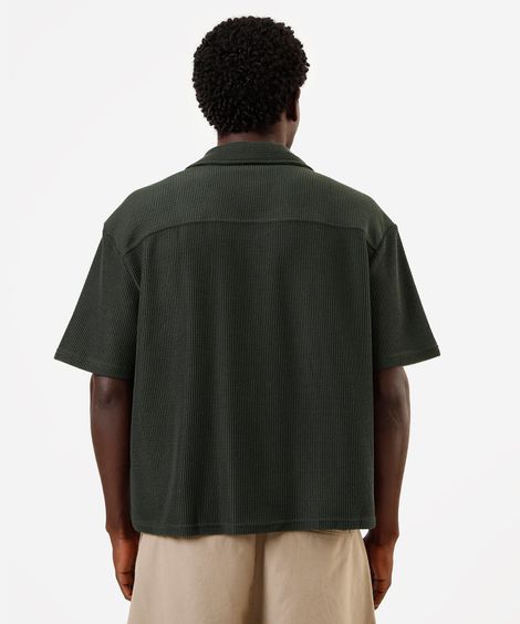 camisa box fit masculina canelada verde