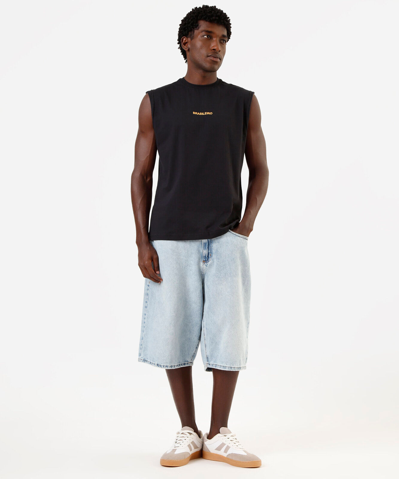 regata machão masculina de algodão estampada preta