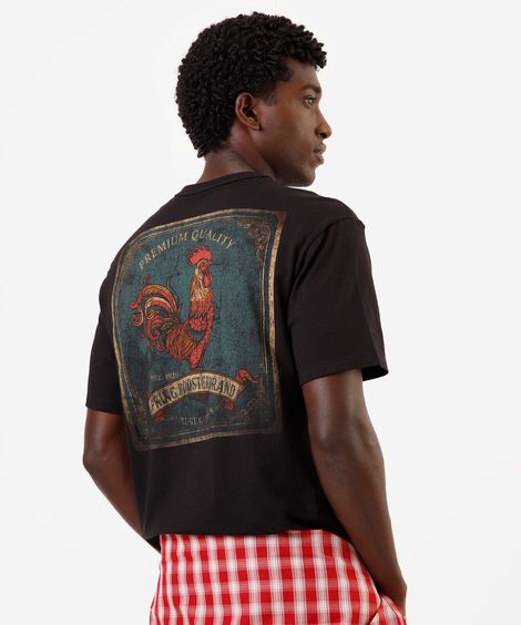 camiseta masculina estampada preta