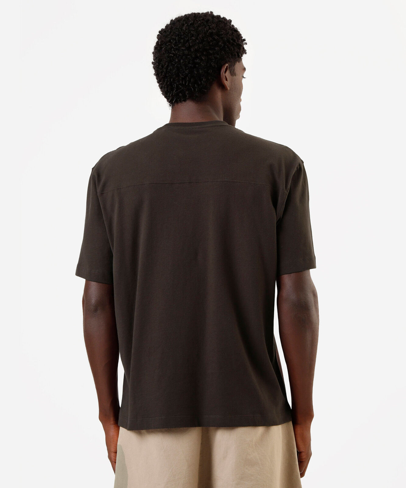 camiseta masculina de algodão box fit marrom