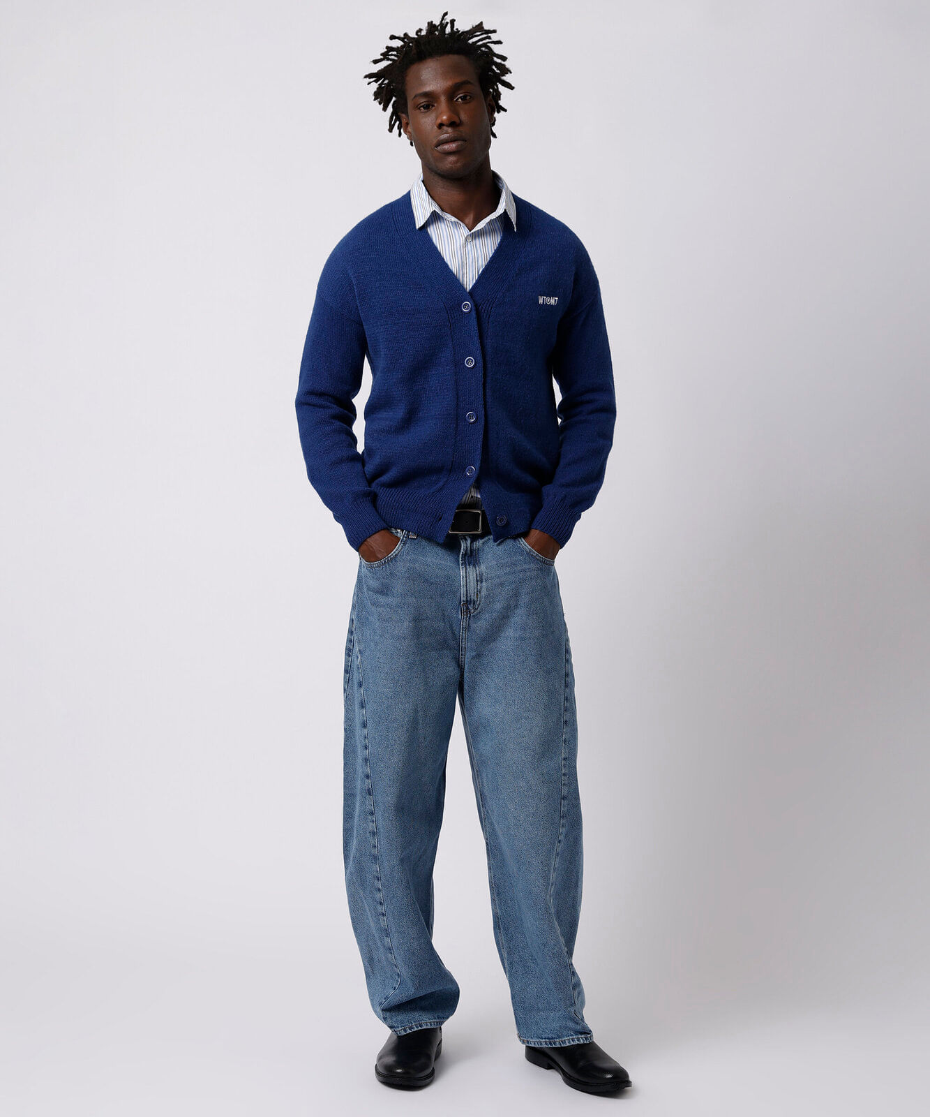 cardigan unissex de tricot mindset working title azul