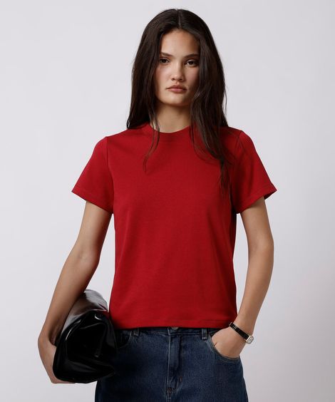 camiseta feminina de algodão slim mindset vermelha