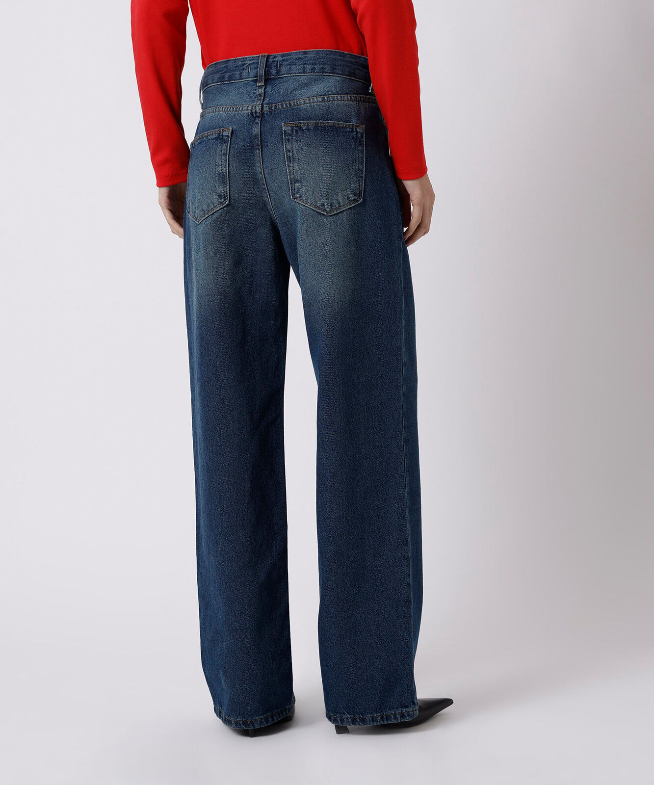 calça reta feminina jeans mindset azul
