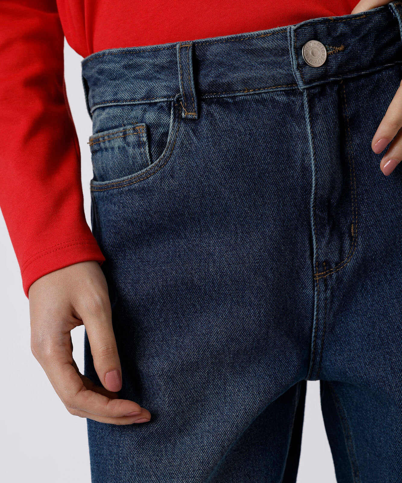 calça reta feminina jeans mindset azul