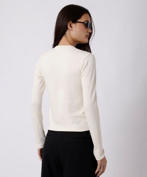 blusa feminina de algodão peruano manga longa mindset off white