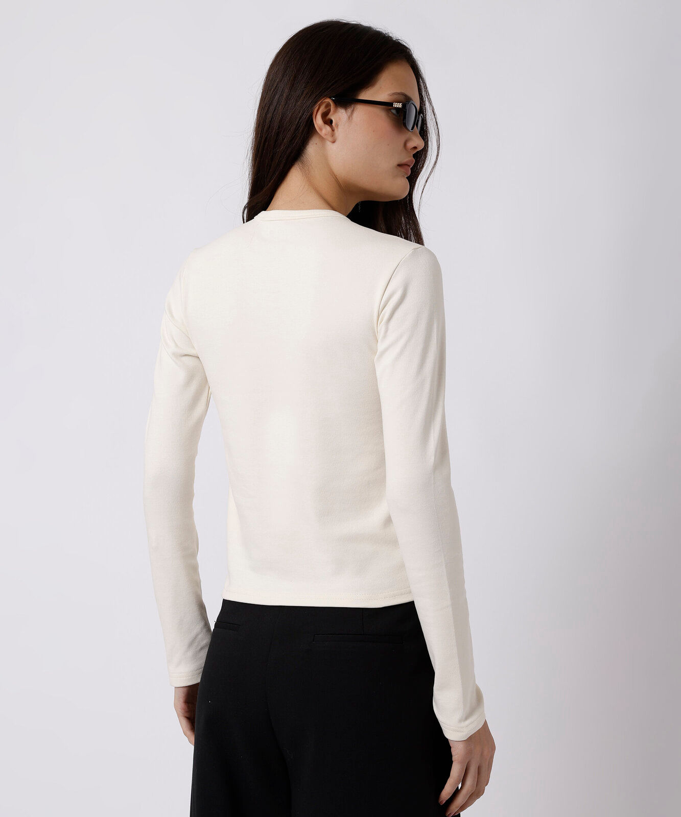 blusa feminina de algodão peruano manga longa mindset off white