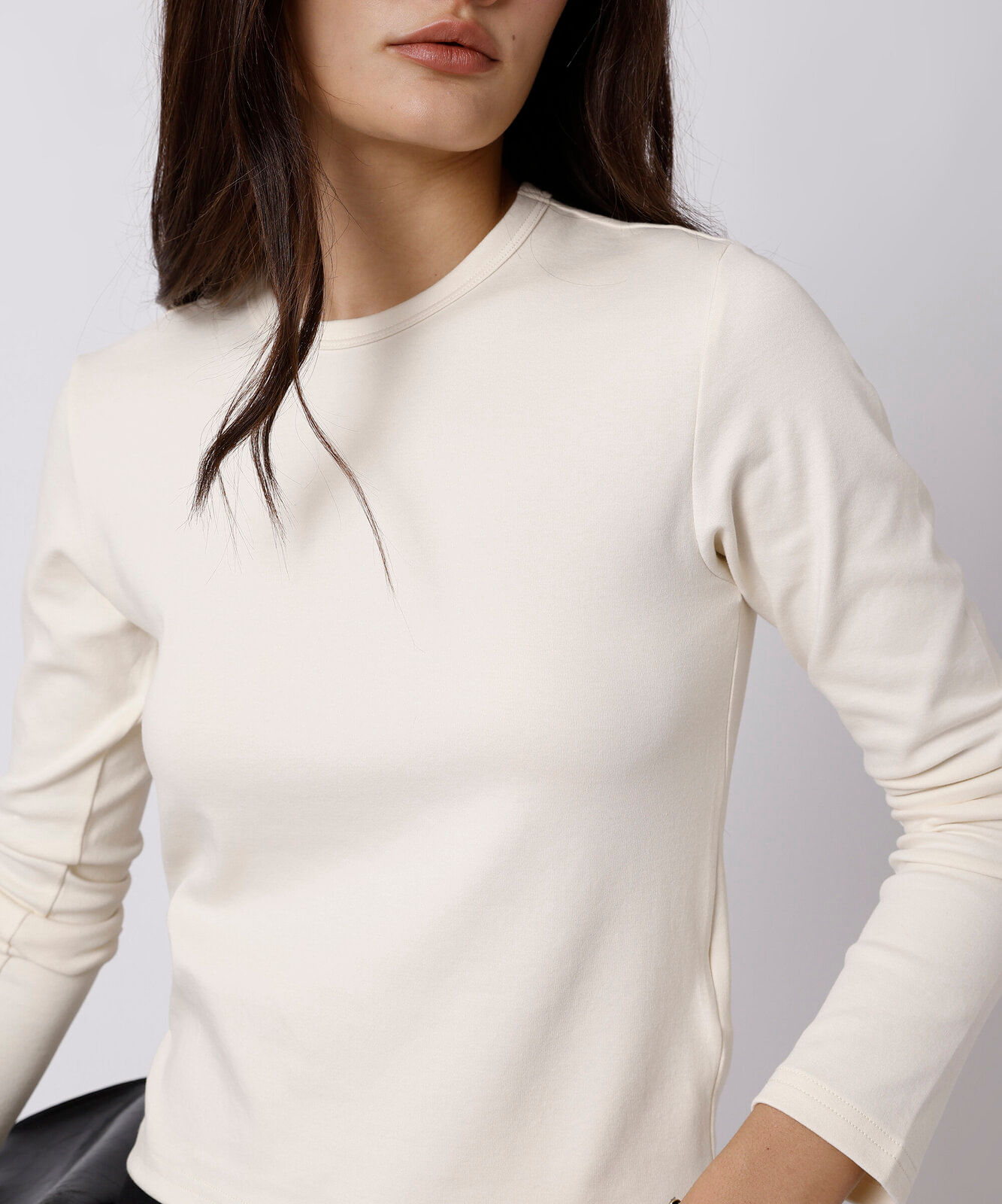 blusa feminina de algodão peruano manga longa mindset off white
