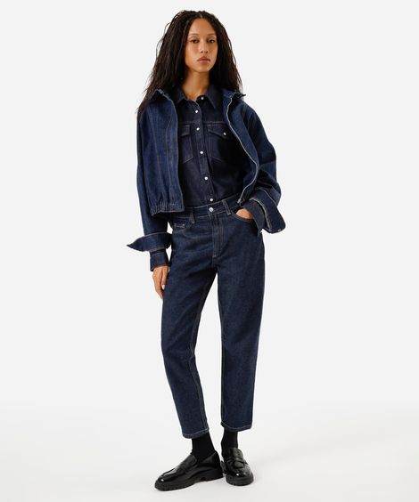calça mom jeans cintura super alta azul