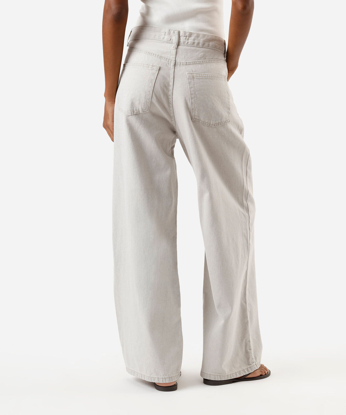 calça oversized feminina jeans com brilhos cintura média cinza