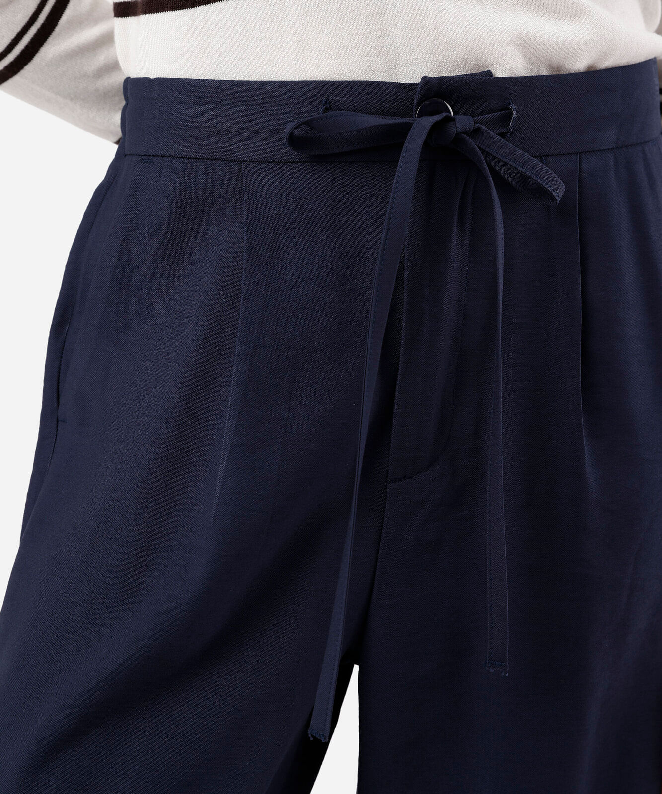 calça wide leg feminina com viscose cós elástico azul