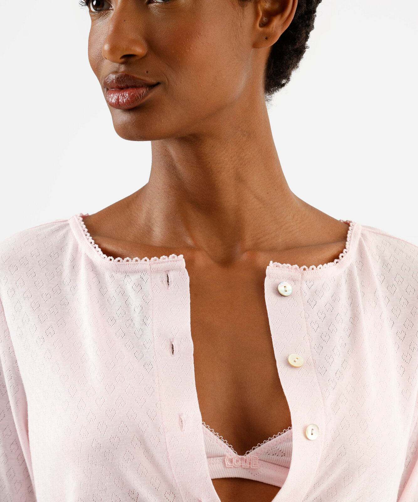 pijama longo feminino texturizado corações rosa