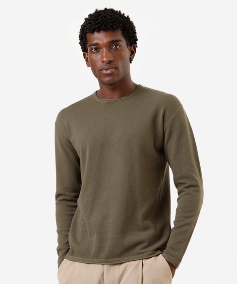 suéter masculino de tricot texturizado verde
