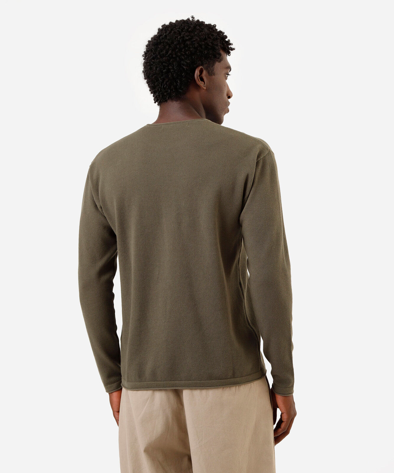 suéter masculino de tricot texturizado verde
