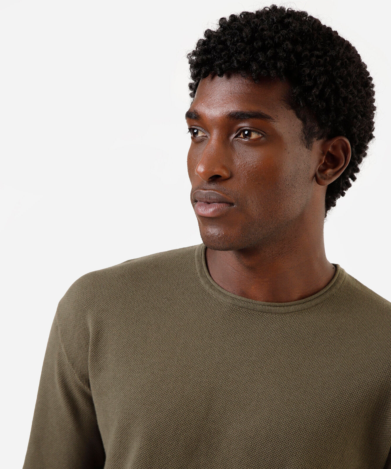 suéter masculino de tricot texturizado verde