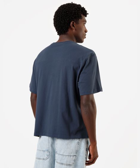 camiseta masculina de algodão box fit azul