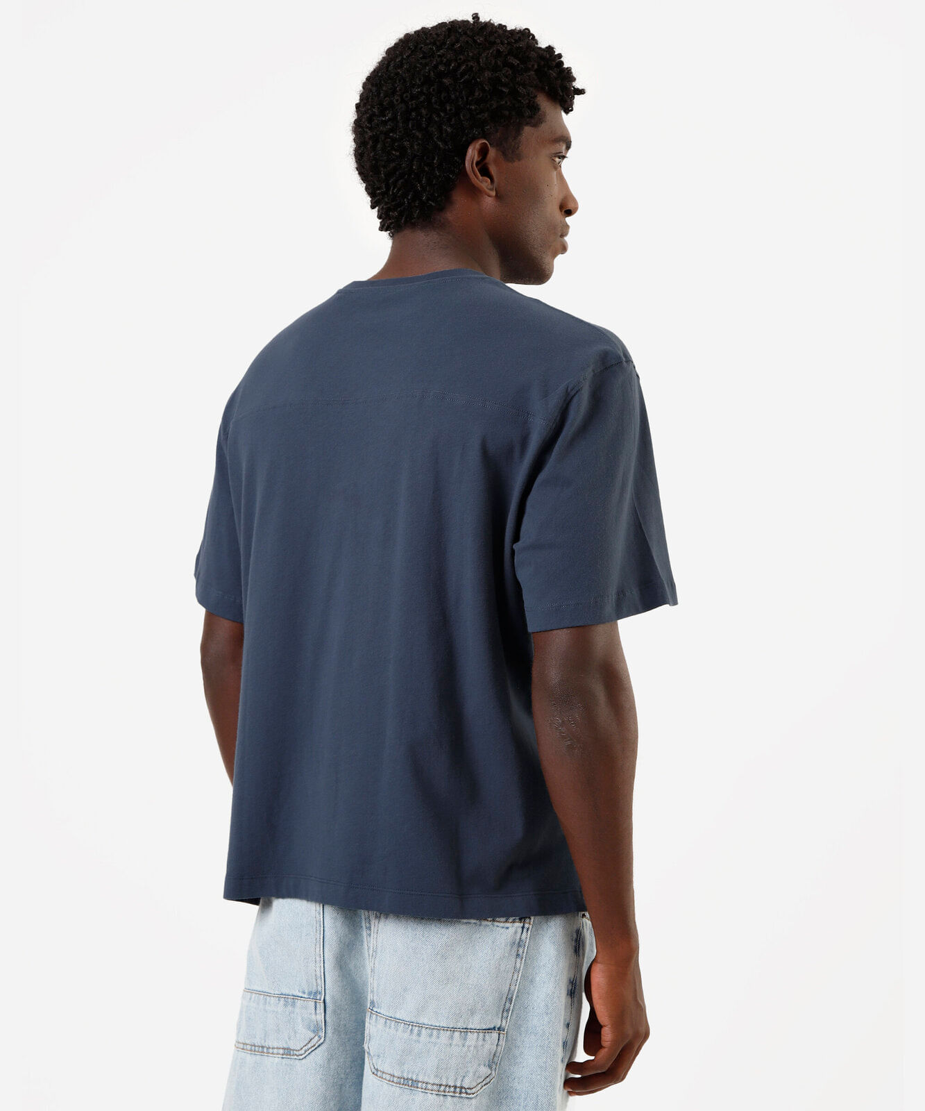 camiseta masculina de algodão box fit azul
