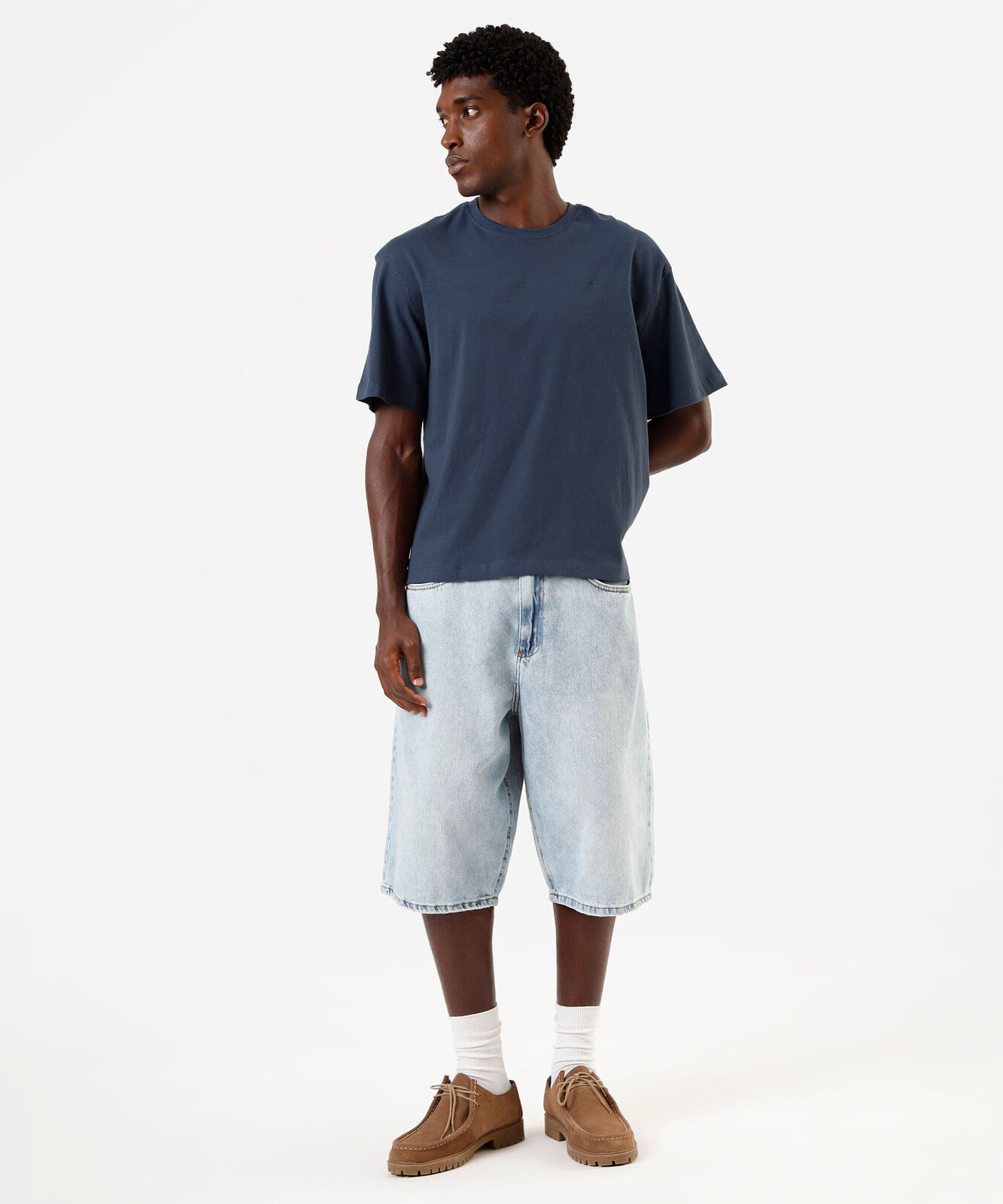 camiseta masculina de algodão box fit azul