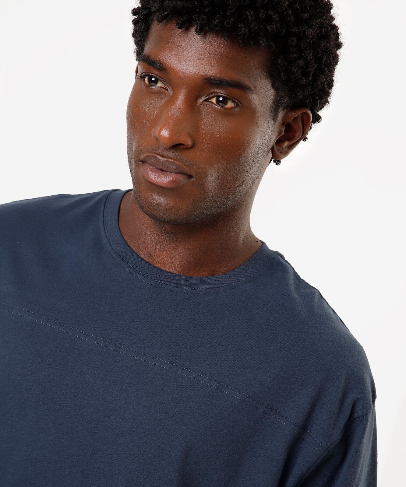 camiseta masculina de algodão box fit azul