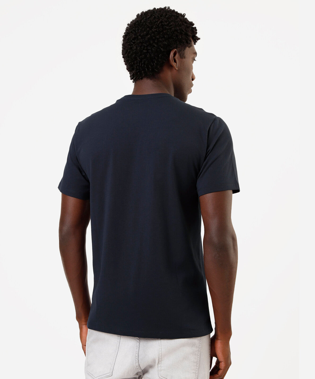 camiseta slim masculina de algodão azul