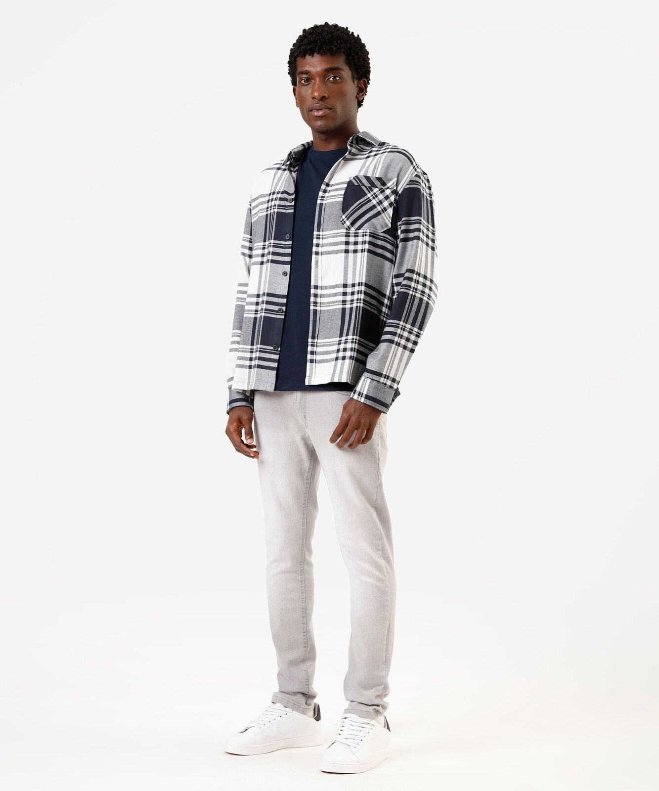 camiseta slim masculina de algodão azul