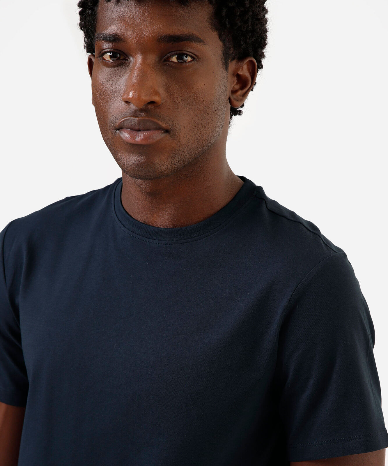camiseta slim masculina de algodão azul