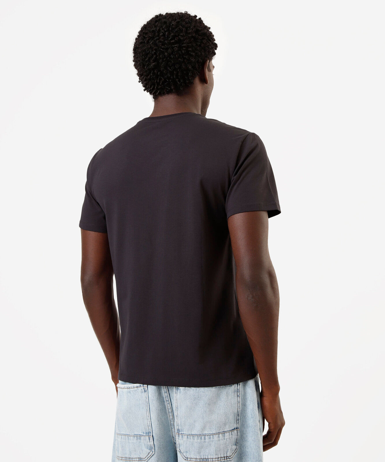 camiseta slim masculina de algodão cinza