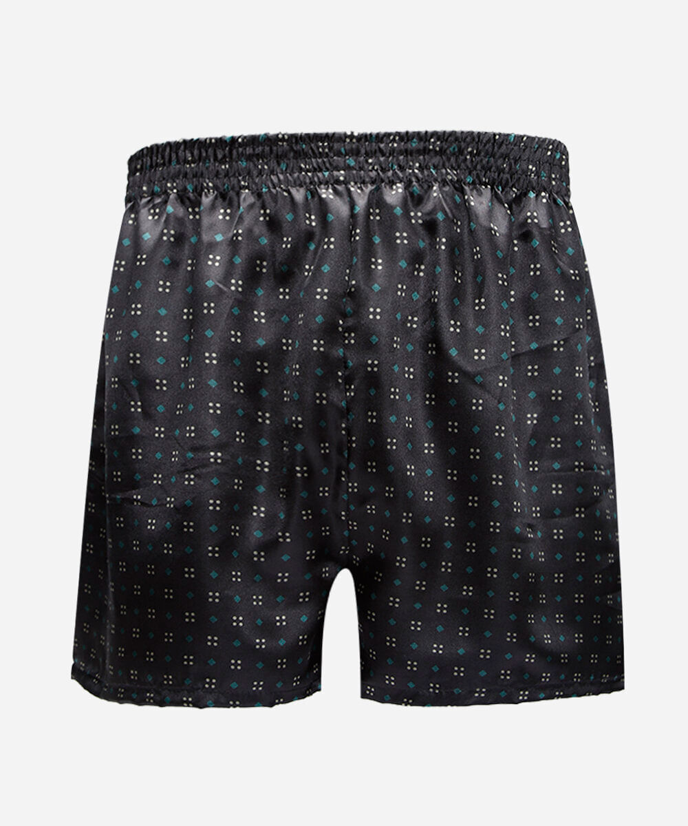 cueca samba canção masculina estampada acetinada preta