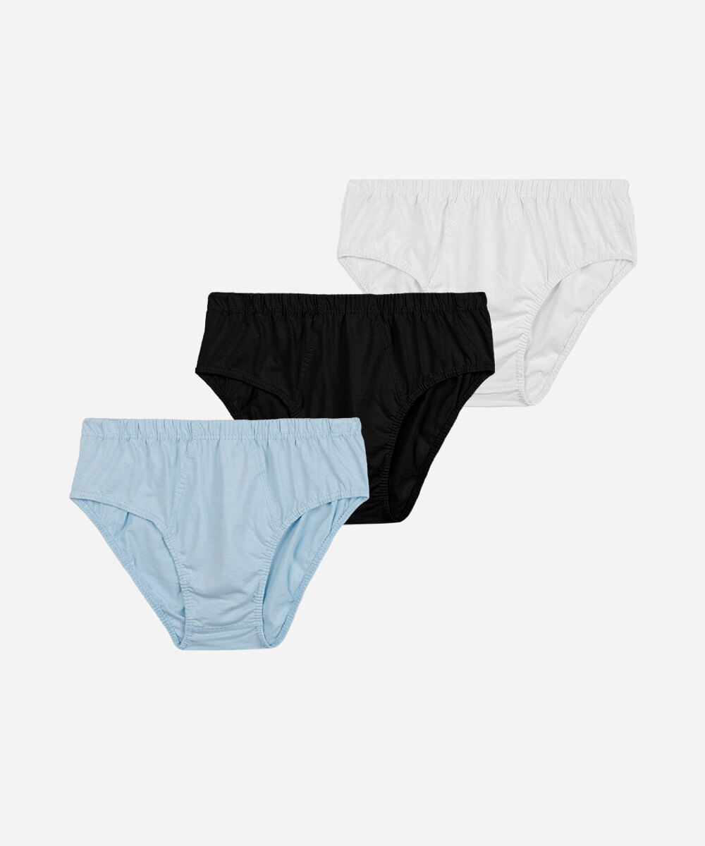 kit de 3 cuecas slip masculina de algodão colorido