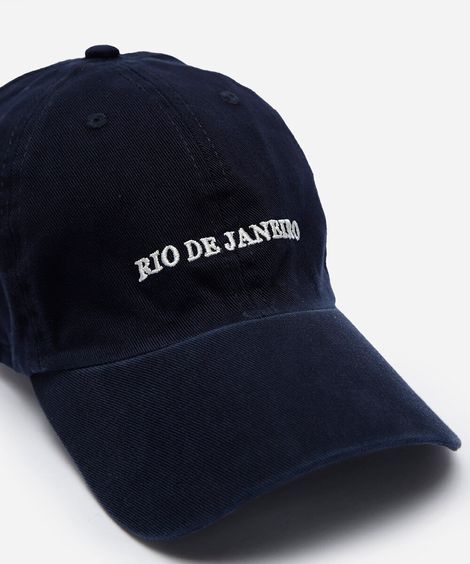 boné aba curva de sarja bordado azul