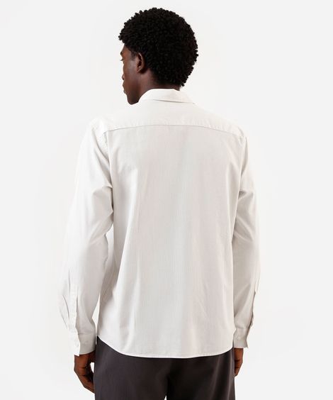 camisa masculina de algodão listras off white