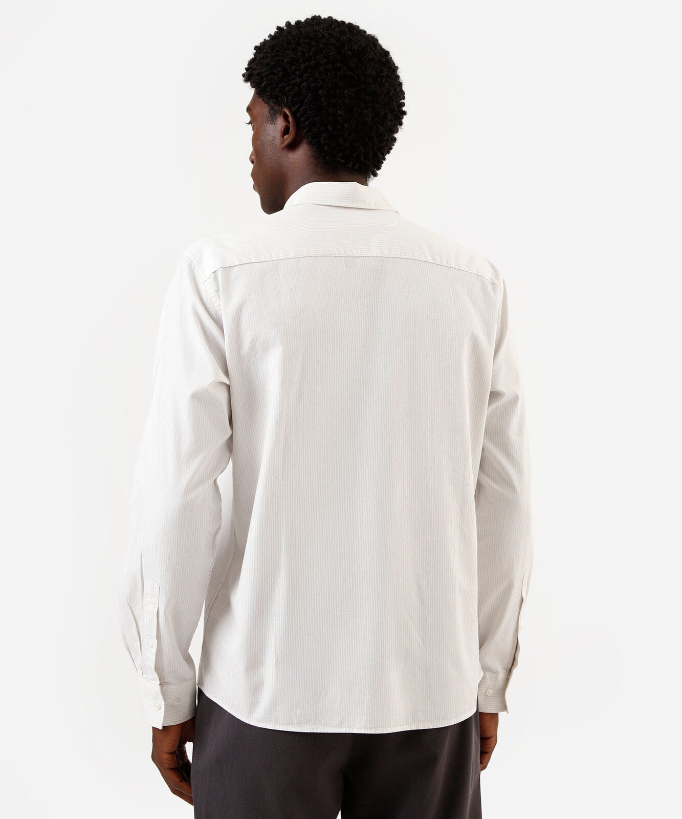 camisa masculina de algodão listras off white