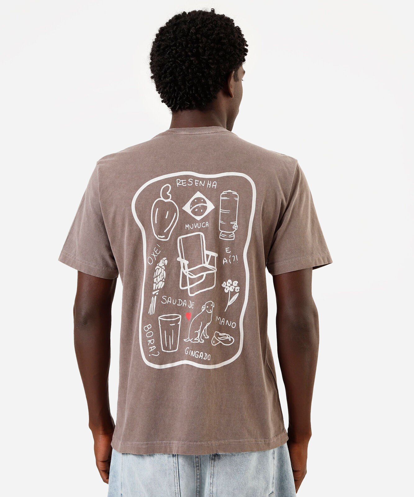 camiseta masculina de algodão brasilidades marrom