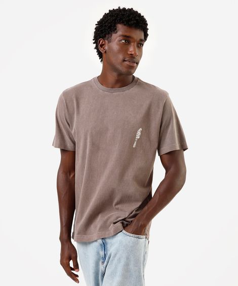 camiseta masculina de algodão brasilidades marrom