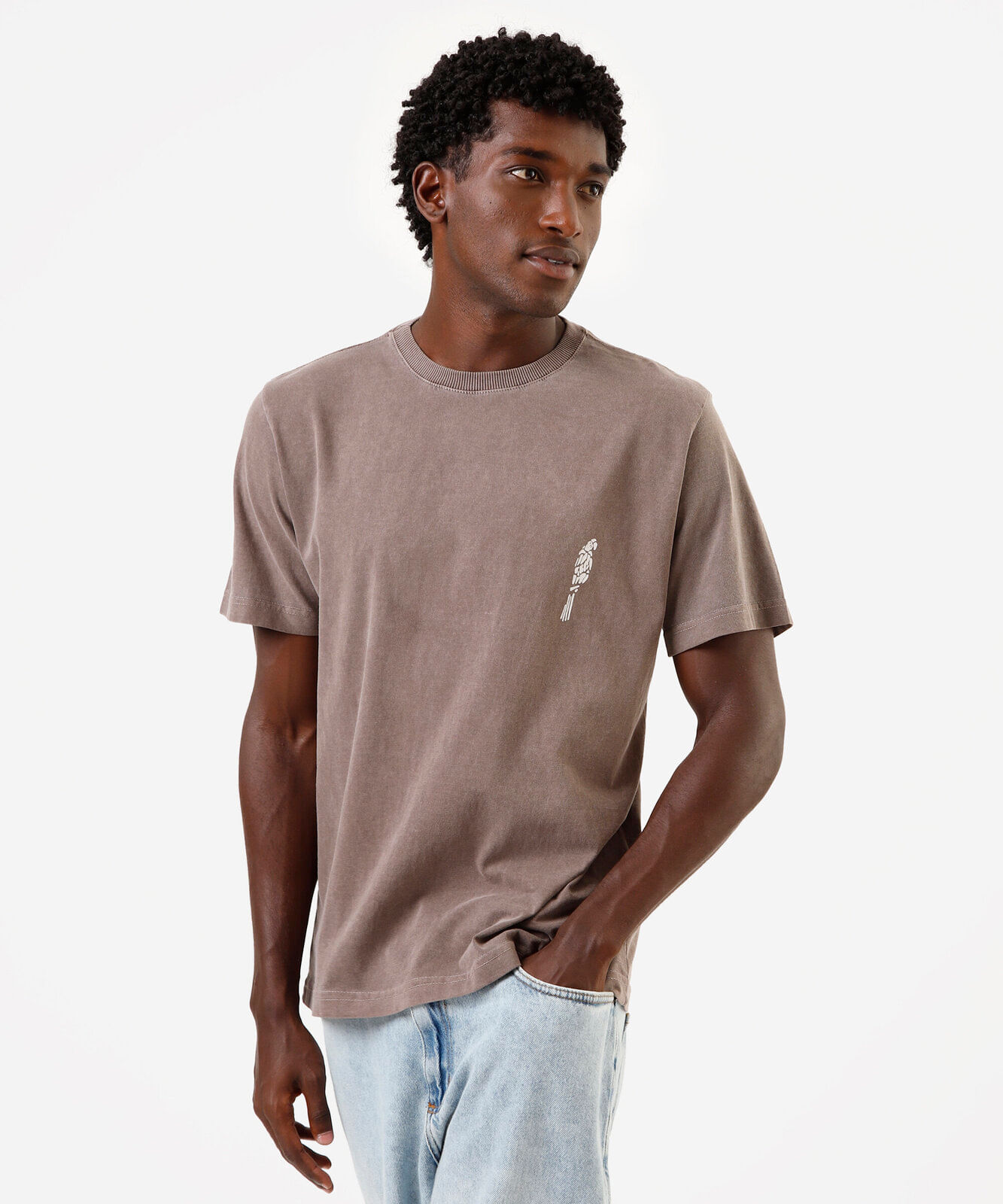 camiseta masculina de algodão brasilidades marrom