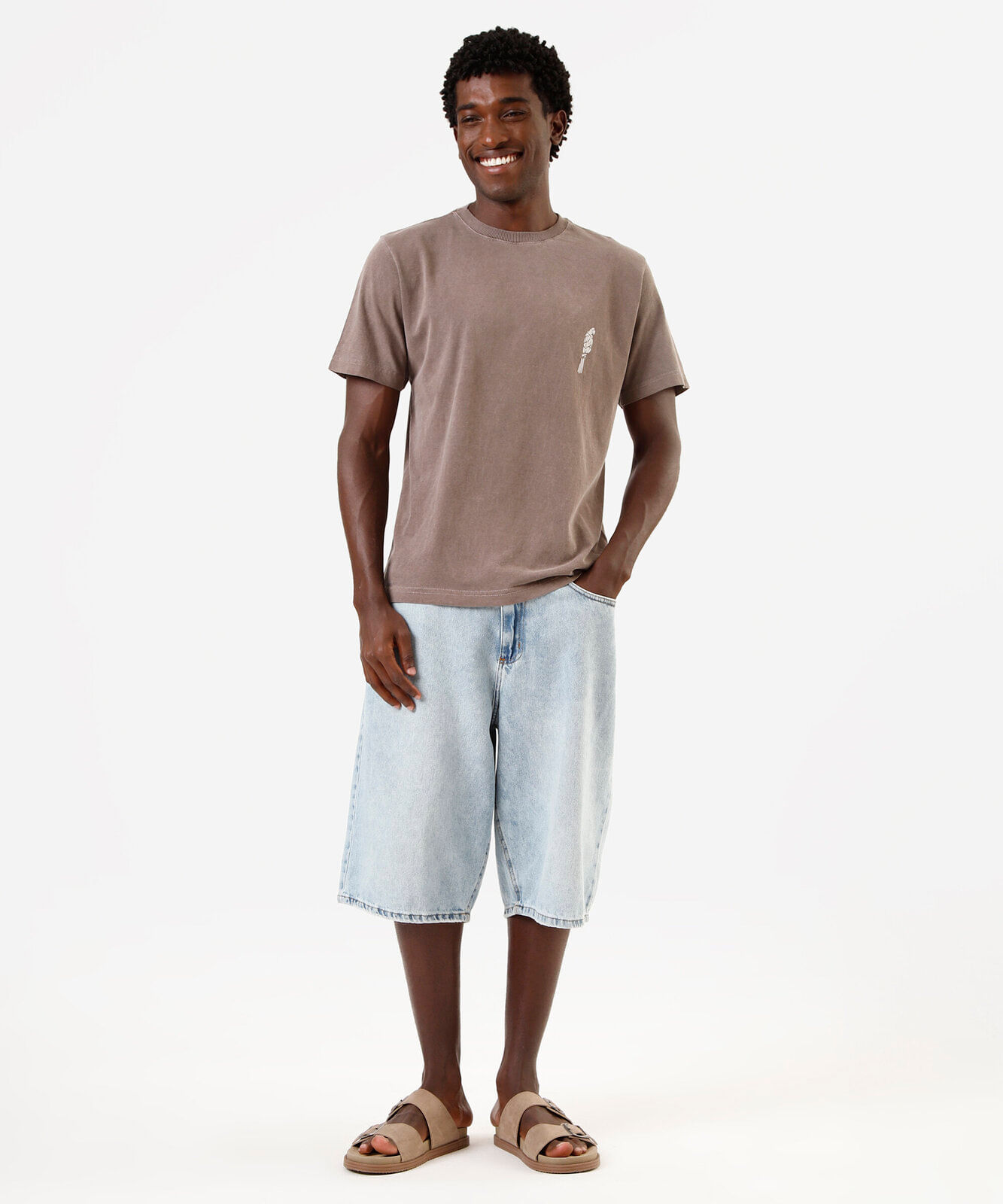camiseta masculina de algodão brasilidades marrom