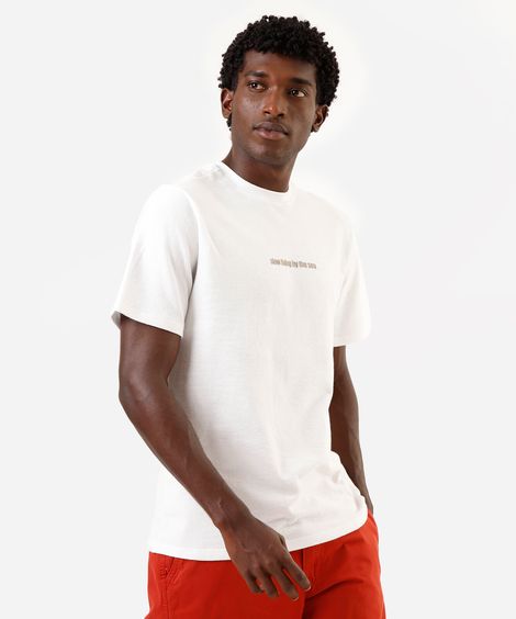 camiseta masculina de algodão texturizada estampada off white