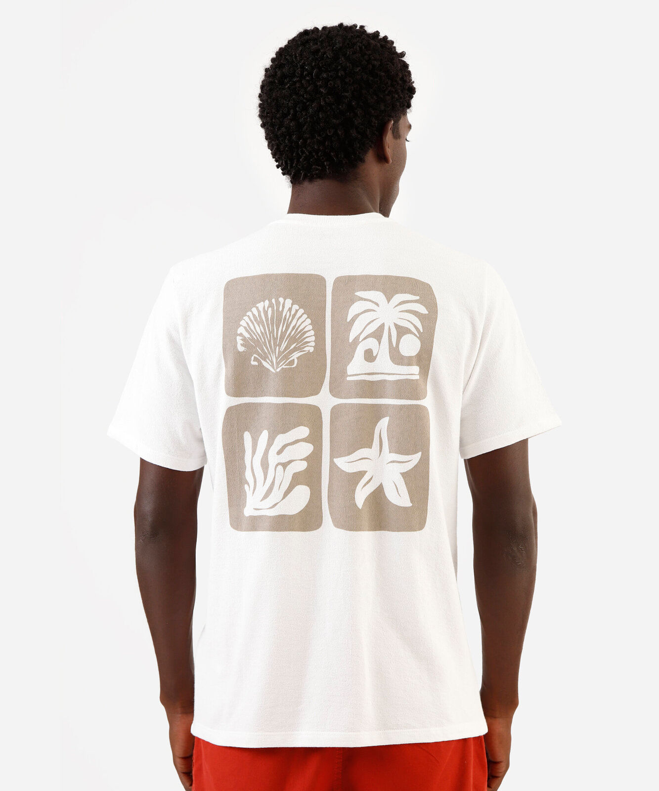 camiseta masculina de algodão texturizada estampada off white