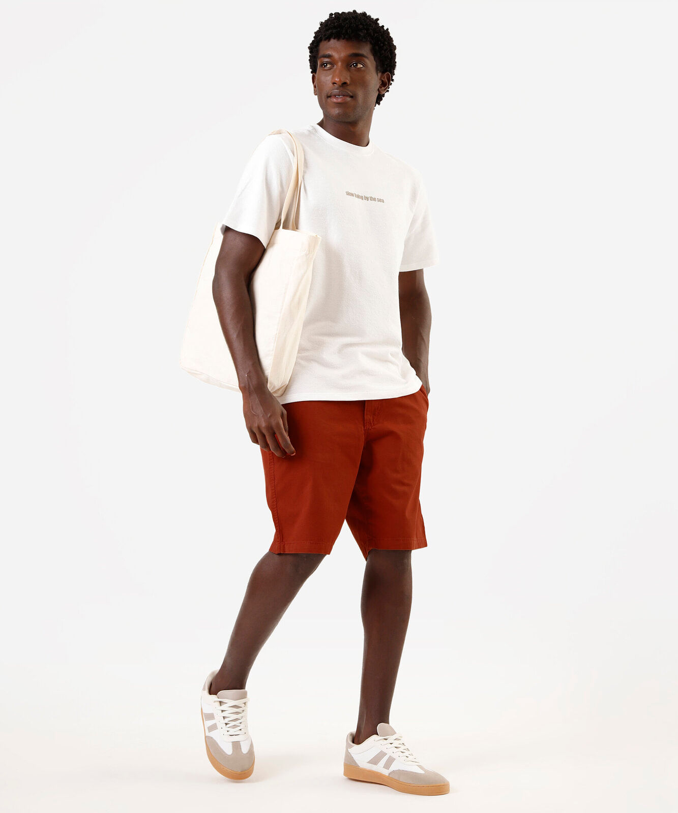 bermuda de sarja masculina reta vermelha