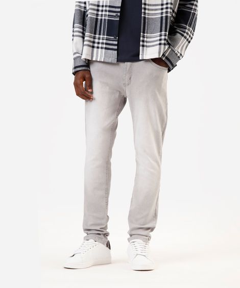 calça jeans skinny masculina cinza